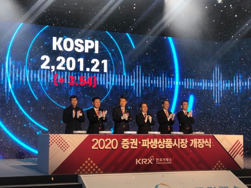 ▲지난 1월 2일 개최됐던 2020 증권·파생상품시장 개장식./ 사진=한국금융신문