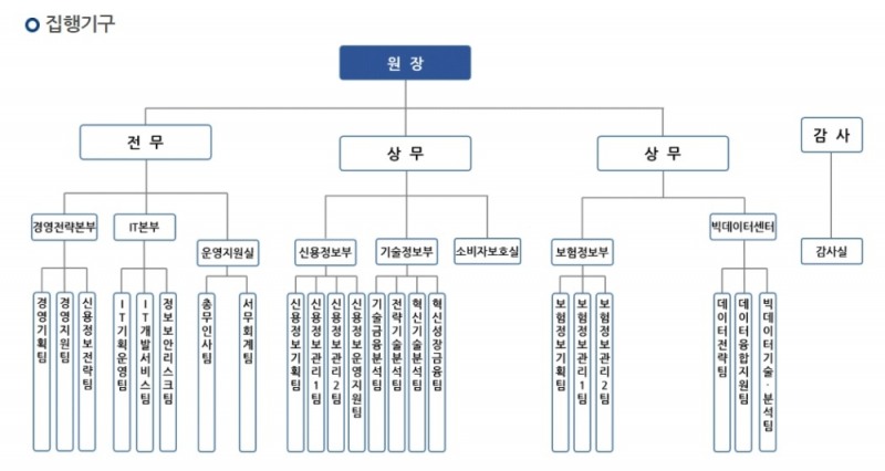 신용정보원 조직도./사진=신용정보원 홈페이지 갈무리