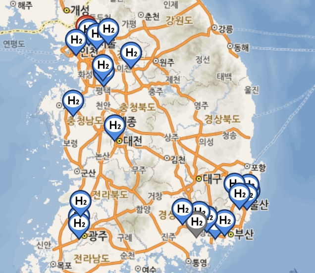 수소충전소 위치. (출처=환경부)