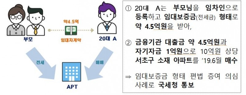 주요 국세청 통보 사례(편법·불법 증여 관련) / 자료=국토교통부