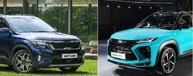 기아 셀토스(왼쪽)과 쉐보레 트레일블레이저.