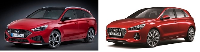 3세대 i30(오른쪽)과 페이스리프트(왼쪽).