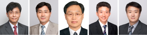 ▲ 왼쪽부터 김종민 기획·경영 부원장보, 이진석 전략감독 부원장보, 박상욱 보험 부원장보, 김동회 금융투자 부원장보, 조영익 소비자피해예방 부원장보, /사진제공=금융감독원.