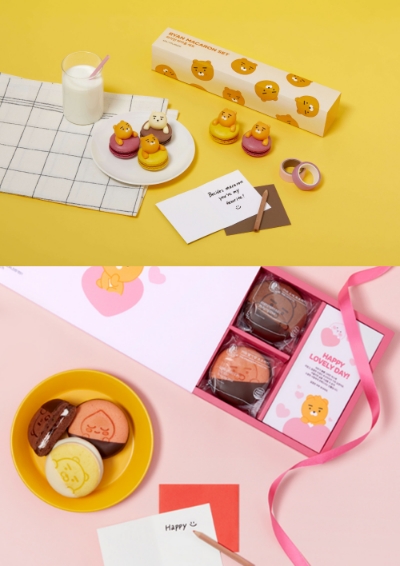 (상단) 라이언 마카롱 세트 (하단) 카카오프렌즈 PNB 초코파이 러브세트/사진=카카오IX