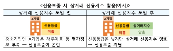 △ 신용보증 시 상거래 신용지수 활용 예시. /사진=금융위