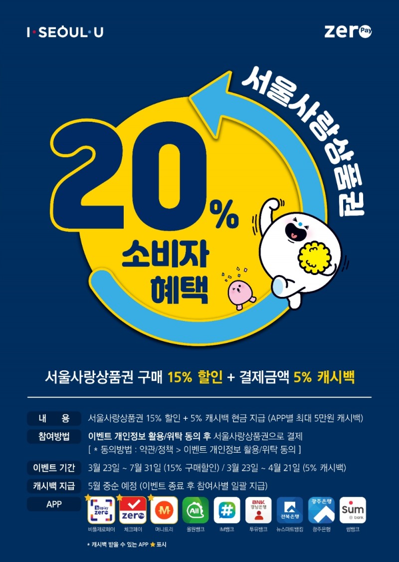 제로페이, 코로나19 극복 서울사랑상품권 최대 15% 할인