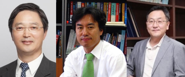 △ 이기연 사외이사(왼쪽)와 이준행 사외이사(가운데), 박해식 사외이사(오른쪽)