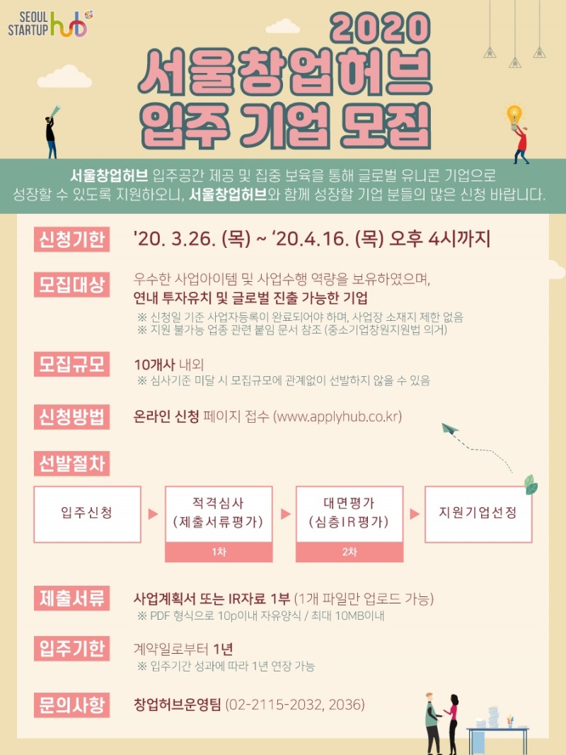 서울창업허브의 입주 기업 공개 모집 홍보물/사진=서울창업허브