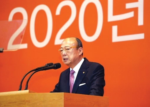 ▲ 김승연 한화그룹 회장이 2020년 신년사를 하고 있다.