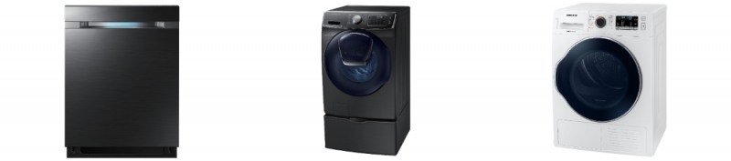 에너지스타 최고 효율 등급을 취득한 삼성전자 (좌측부터) 식기세척기, 드럼세탁기, 건조기/사진=삼성전자