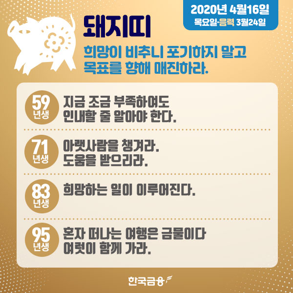 오늘의 운세 (4월16일 목요일) 생년월일 운세