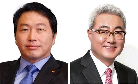 최태원 SK 회장(왼쪽)과 김준 SK이노베이션 사장.