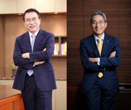 (왼쪽부터) 조용병 신한금융지주 회장, 윤종규 KB금융지주 회장 / 사진= 신한금융지주, KB금융지주