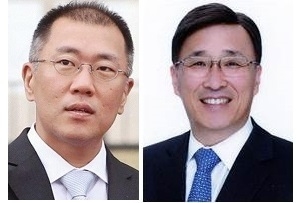 정의선 현대차그룹 수석부회장(왼쪽)과 박정국 현대모비스 사장.