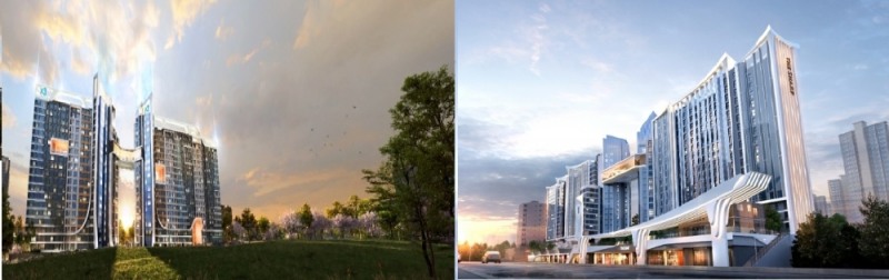 신반포21차에 제시된 GS건설(좌)과 포스코건설(우)의 재건축 투시도 / 사진=각 사