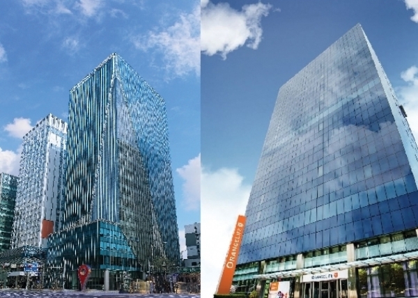 신한생명 사옥(왼쪽)과 오렌지라이프 사옥. / 사진 = 각사