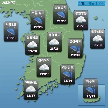 [오늘날씨] 전국 흐리고 '비'...낮 최고기온 30도