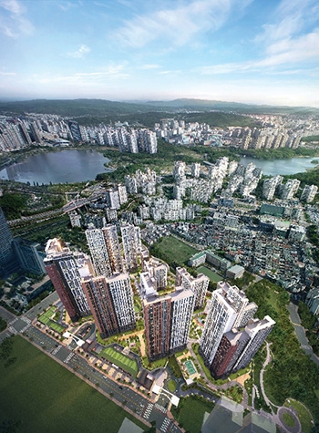 ▲ 신광교 제일풍경채 광역조감도.