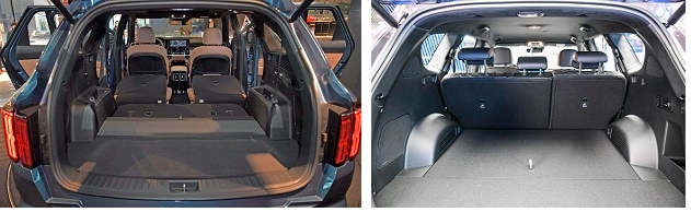 신형 쏘렌토(왼쪽)과 싼타페.