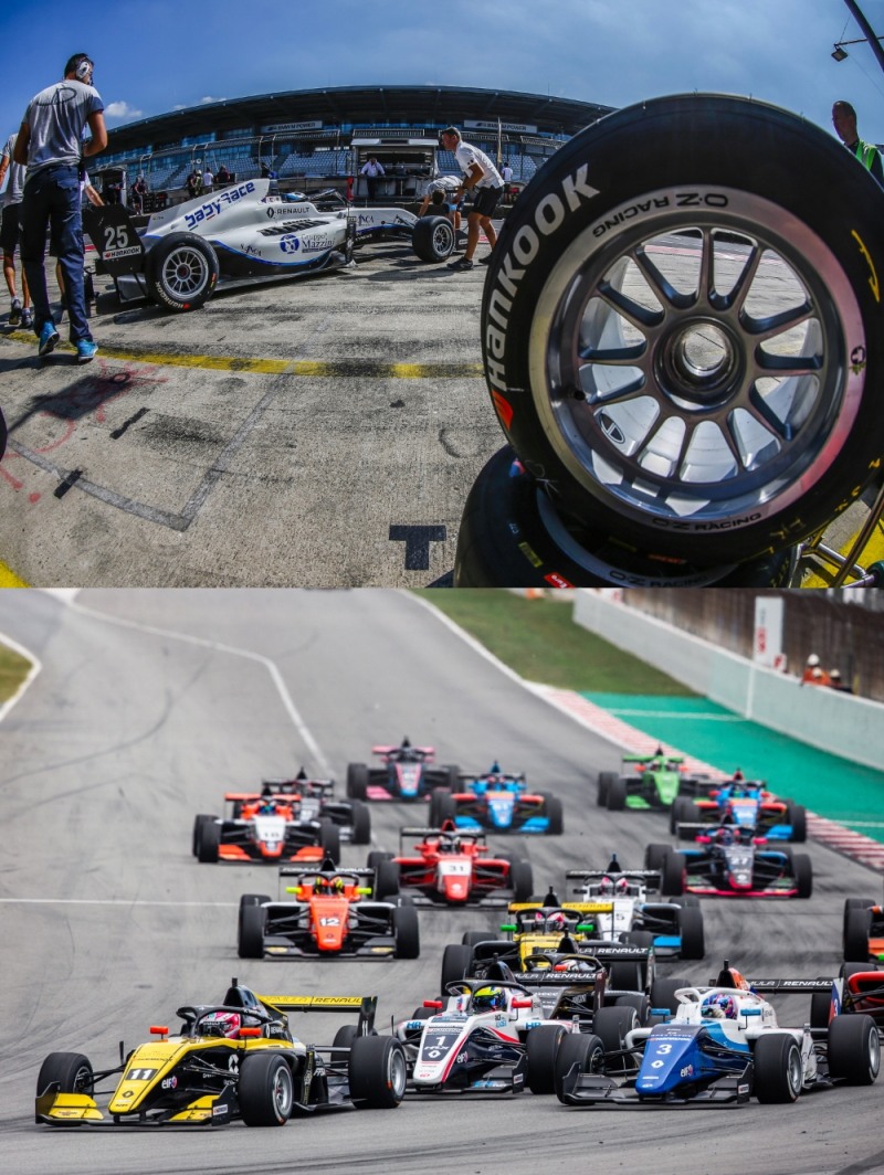 (위) 한국타이어의 포뮬러 르노 유로컵 타이어 공급 모습 (아래)  포뮬러 르노 유로컵/사진=한국타이어