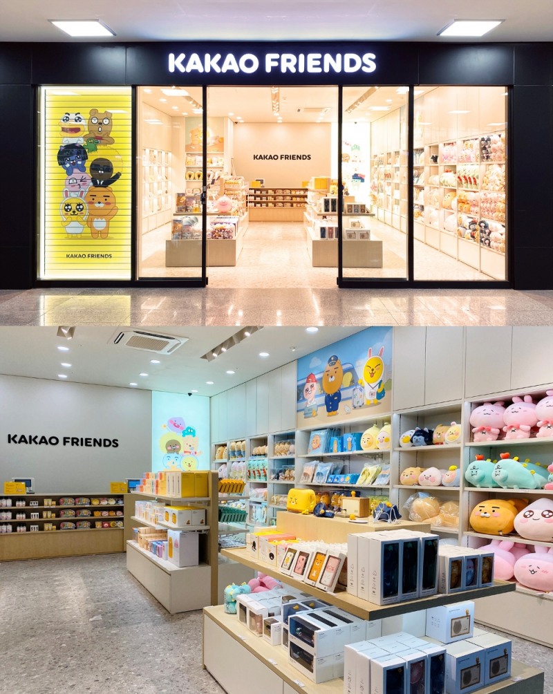 (상단) 카카오프렌즈 부산역 매장 전경 (하단) 카카오프렌즈 부산역 내부 모습/사진=카카오IX