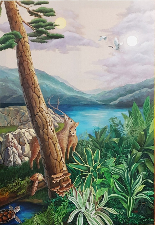 김소연作. 기원(pray). 112.1×162.2cm. Acrylic on canvas. 2019