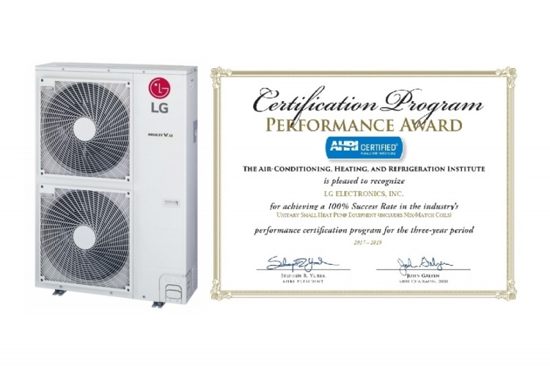 미국 냉동공조협회(AHRI) '퍼포먼스 어워드'를 수상한 LG전자의 중소용량 시스템 에어컨 제품군의 대표모델인 멀티브이 에스(Multi V S)/사진=LG전자