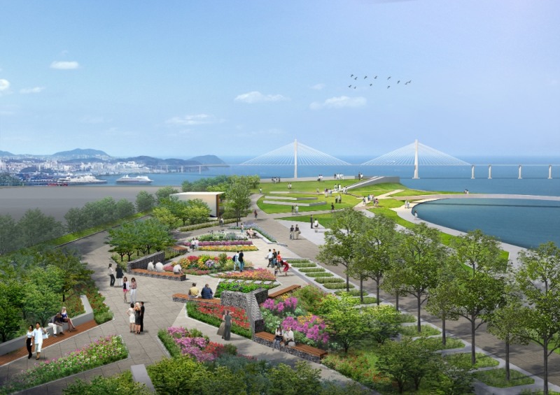 부산항 북항 1단계 재개발사업 친수공원 전망광장 조감도 / 사진=반도건설