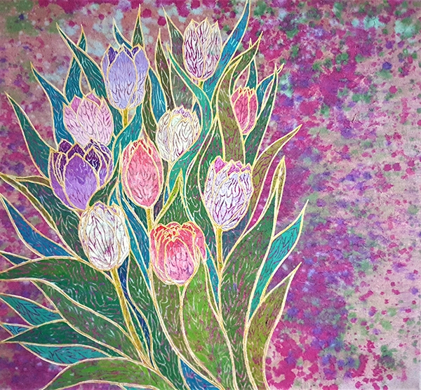 이현진, 결_흐름-꽃말에 숨겨진 맘, 10호정방형, 한지에 옻칠