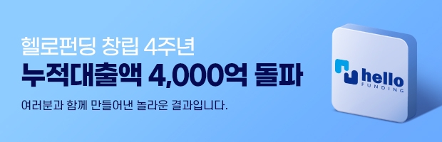 헬로펀딩, 창립 4주년·누적대출액 4000억원 돌파