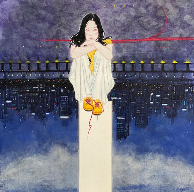 강유림作, 시선-마주하다, 장지에 채색, 50x50cm, 2020