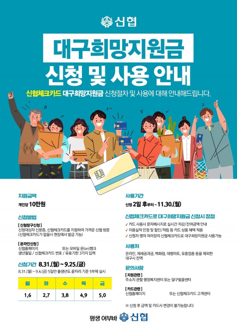 신협체크카드 대구희망지원금 신청절차·사용 안내 포스터./사진=신협중앙회