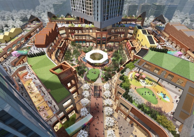 ▲현대건설의 '어반 그로브 고덕' 중앙광장. / 사진제공 = 현대건설