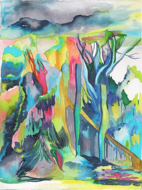 양윤희作. Abstract Landscape. watercolor on paper. 2020