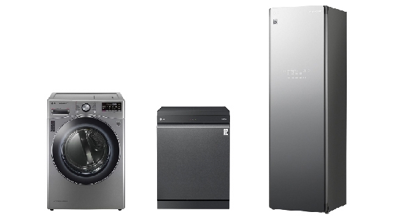 ▲ LG전자 대용량 스팀가전인 건조기, 식기세척기, 스타일러 제품. 사진 = LG전자