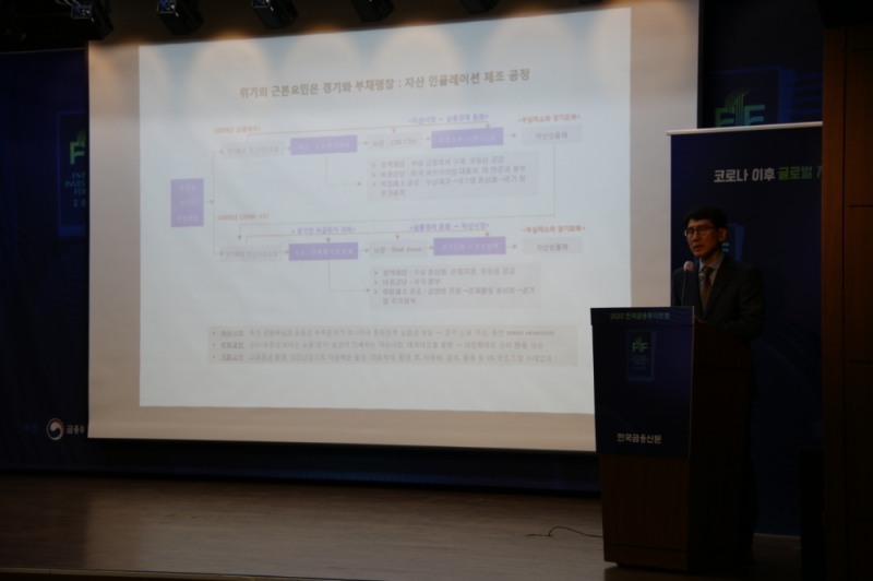 김한진 KTB투자증권 수석 연구위원은 오늘(21일) 열린 ‘2020 한국금융 투자포럼 : 코로나 이후 글로벌 자산배분 전략’에서 기조 강연을 했다. /사진=장호성 기자.