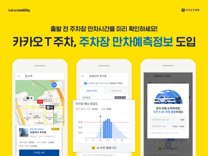 카카오 T 주차, 주차장 만차예측정보 도입/사진=카카오모빌리티