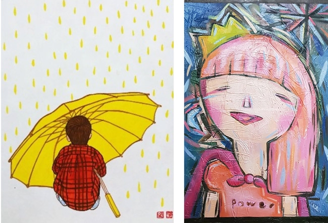 좌)엄마 품에서 편안한 아이와 무엇이든 될 수 있는 아이의 모습을 귀엽게 그린 정연희, 우)사랑과 희망의 메시지를 건내는 박시유