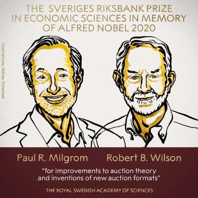 노벨경제학상 폴 밀그럼(왼쪽)과 로버트 윌슨(오른쪽) 공동수상 / 자료출처= 노벨위원회 트위터 갈무리(2020.10.12) 