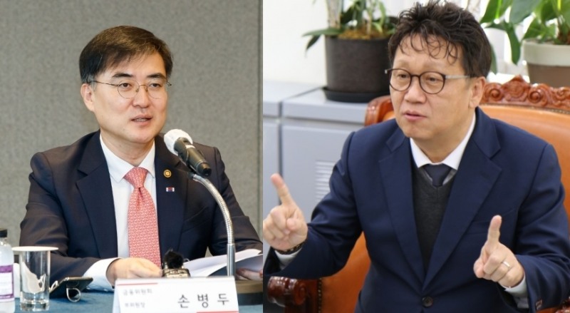 ▲손병두 전 금융위원회 부위원장(왼쪽)과 민병두 전 국회 정무위원장(오른쪽)