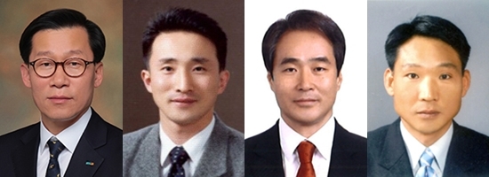 왼쪽부터 임대규 현대홈쇼핑 대표이사, 김관수 현대L&C대표이사, 이재실 현대백화점면세점 대표이사, 임명진 에버다임 대표이사. / 사진 = 현대백화점그룹
