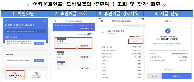 “휴면예금, 어카운트인포에서 찾아가세요”