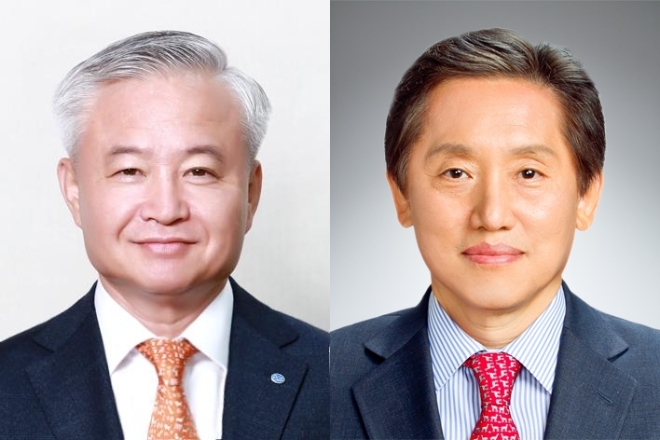 ▲(왼쪽부터) 김경규 하이투자증권 대표, 김병영 BNK투자증권 대표.