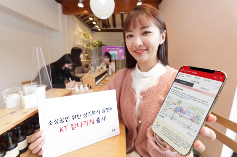 KT가 빅데이터로 분석한 주변 상권 정보 등을 문자메시지로 제공하는 상권분석 플랫폼 ‘KT 잘나가게’를 27일 출시한다고 밝혔다./사진=KT