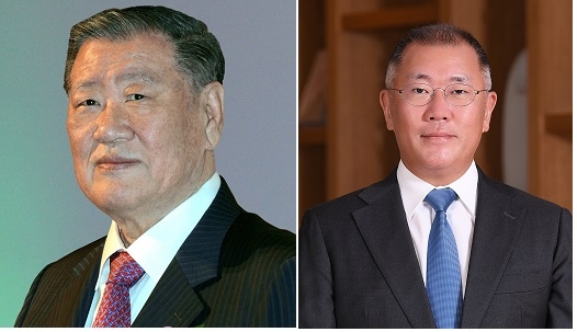 현대차그룹 정몽구 회장(왼쪽)과 정의선 회장.
