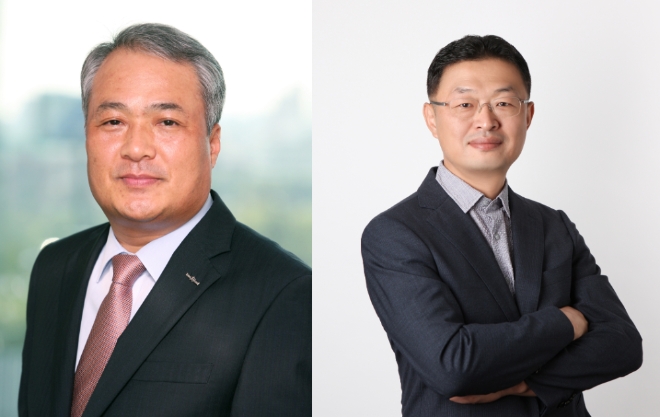 ▲이석로 한국투자밸류자산운용 신임 대표이사(왼쪽), 황만순 한국투자파트너스 신임 대표이사./ 사진=한국투자금융지주