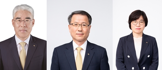 (사진 왼쪽부터) 김기환 KB손해보험 대표 후보, 서남종 KB부동산신탁 대표 후보, 조순옥 KB신용정보 대표 후보./사진=KB금융지주