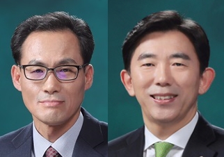 (사진 왼쪽부터) 김정기 우리카드 대표 후보, 박경훈 아주캐티라 대표 후보./사진=우리금융그룹