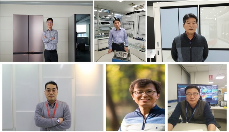 삼성전자가 선정한 '삼성명장' 6인. (첫 번째 줄 왼쪽부터)제조기술 부문의 윤영준 명장, 금형 부분의 김명길 명장, 품질 부문의 고영준 명장.(두 번째 줄 왼쪽부터) 설비 부문의 김현철 명장, 정용준 명장, 인프라 부문의 정호남 명장. 사진=삼성전자