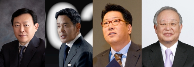 (왼쪽부터)신동빈 롯데그룹 회장, 정용진 신세계그룹 부회장, 정지선 현대백화점그룹 회장, 손경식 CJ그룹 회장. / 사진 = 각 사